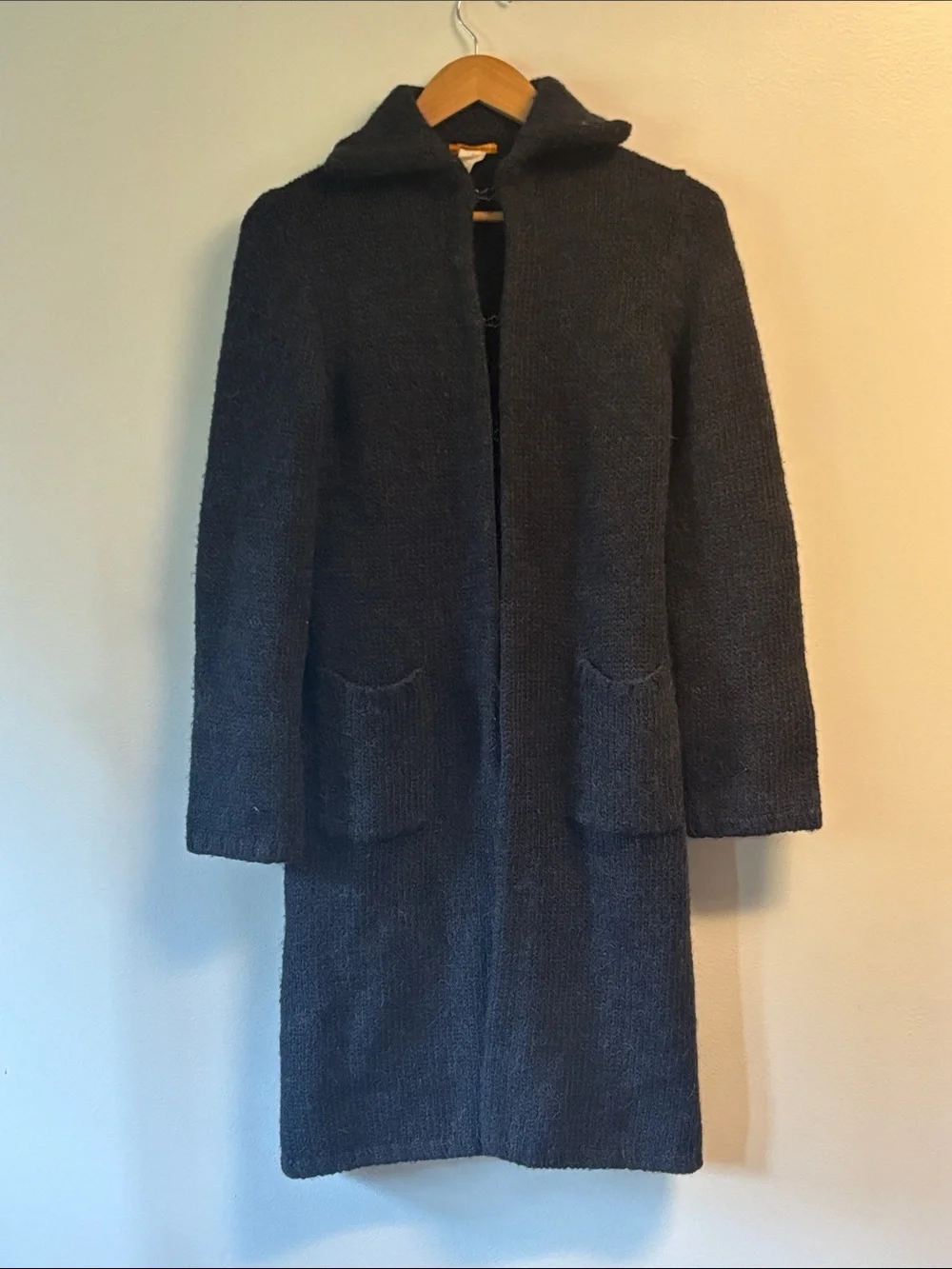 J. Crew Dark Gray sz small alpaca Wool-Blend duster open cardigan sweater EUC